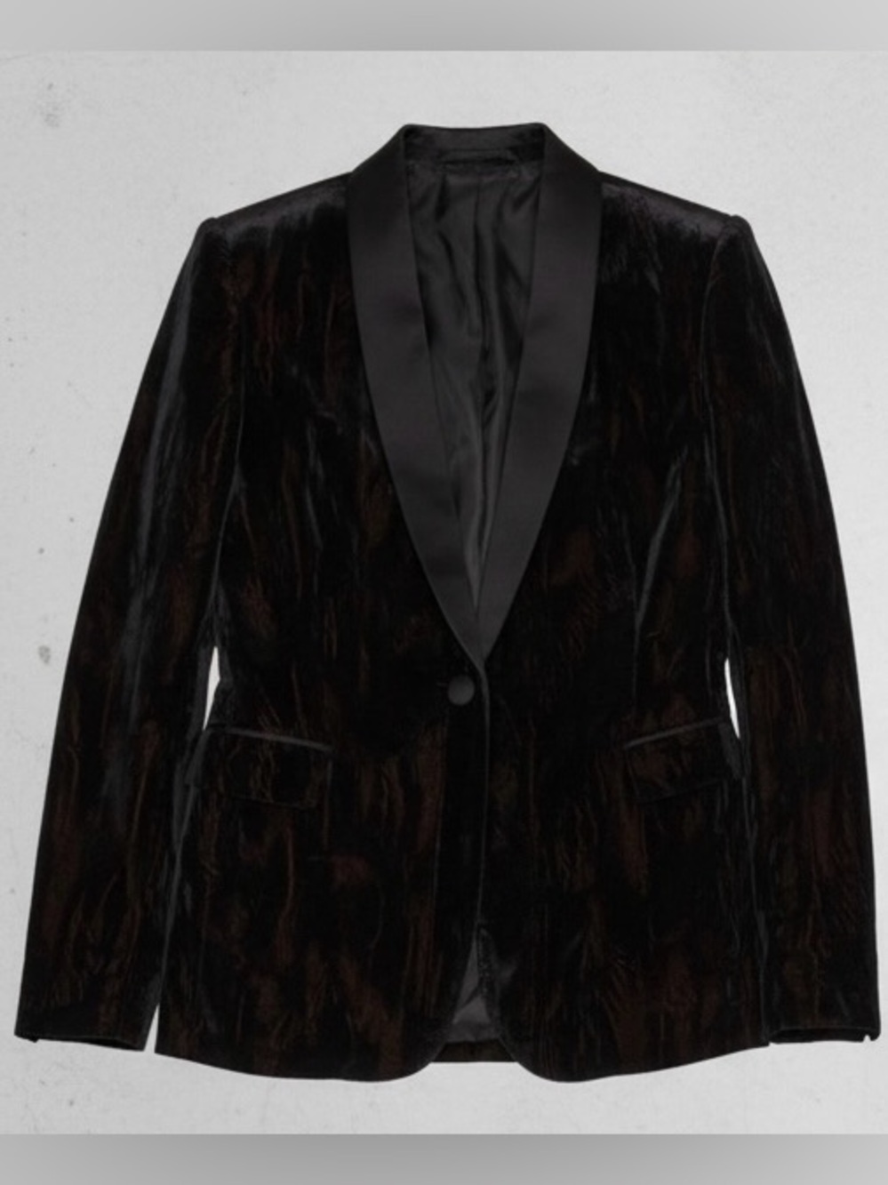 Alice + Olivia Black Velvet Evening Statement Jacket Shawl Satin Collar Size 8 - Picture 3 of 16